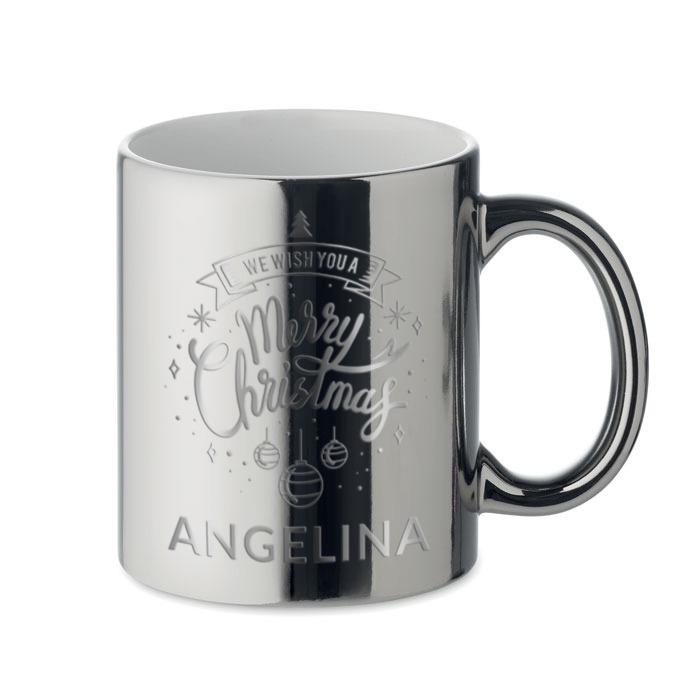 Christmas Metallic Coffee Mug - Silver Mug